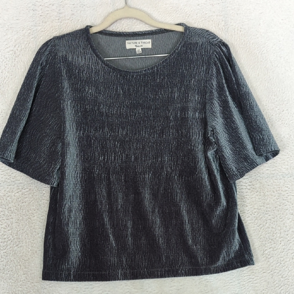 Texture & Thread Madewell Women's Turquoise Velvet Oversized Top Size XXS